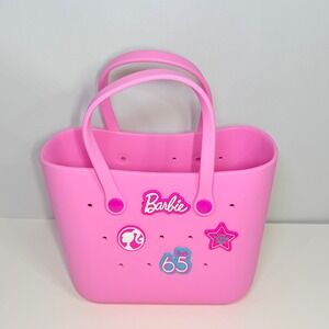 Barbie Miniso 65th Anniversary Pink Rubber Tote Bag Waterproof Beach Pool